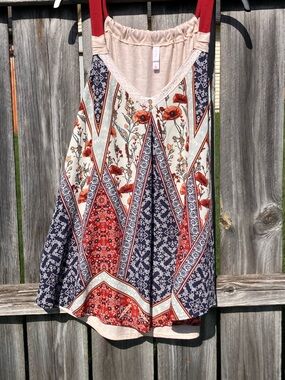 Xhilaration Beige Knit Top with Pink Logo Tag